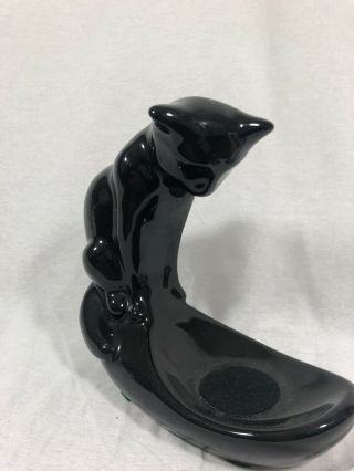 Vintage Haeger Pottery Ceramic Black Cat Kitten Fish Bowl Holder 8” H No Bowl