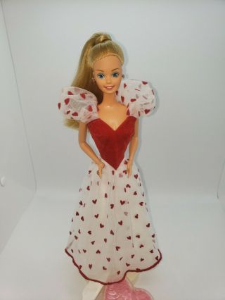 Vintage Barbie 1983 Loving You Red Velvet Heart Dress Accessories Jewelry