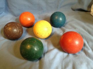 6 Antique Vintage Wood Wooden Croquet Balls 3 1/2 " Old Lawn Game Decorative