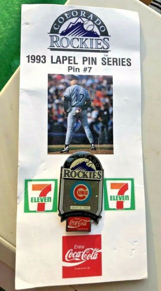 Colorado Rockies / Chicago Cubs 1993 Lapel Pin Series Coca - Cola Pin 7 2