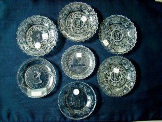 Antique Flint Glass Cup Plate Group Of 7: 563 564 565 565b 569 595 695 Eapg Lacy