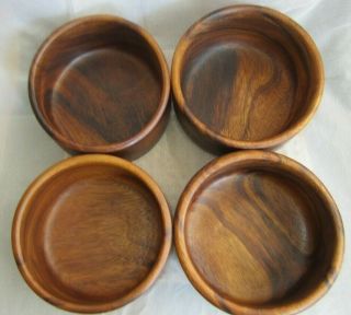 Vintage Set Of 4 Wooden Salad Bowls Small Wood