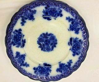 Vintage Antique Flow Blue Waldorf Pattern Plate Wharf Pottery England