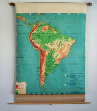 Weber Costello Vintage South American Pull Down Map