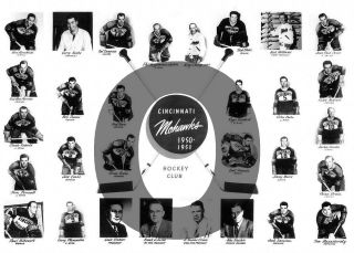 1950 - 51 Cincinnati Mohawks Hockey Reprint Team Photo