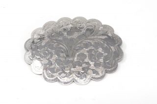 A Heavy Large Vintage Sterling Silver 925 Floral Engraved Memorial Brooch 22166 2