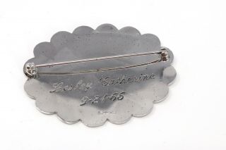 A Heavy Large Vintage Sterling Silver 925 Floral Engraved Memorial Brooch 22166 3