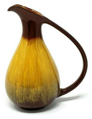 Blue Mountain Pottery Pitcher Gold Brown Vintage Canada 7.  25 Inches Tall
