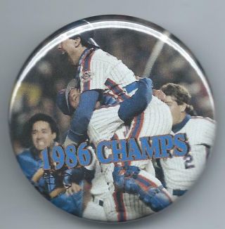 1986 York Mets Button - World Series Champions - Gary Carter Photo Pin