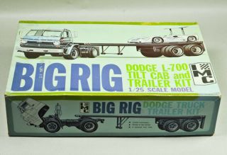 Vintage Imc Plastic Model Kit 1:25 Scale Big Rig Dodge L - 700 & Trailer Kit 121
