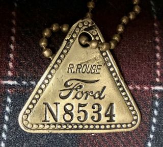Vintage Ford River Rouge Tool Check Brass Tag; Early Automotive Factory