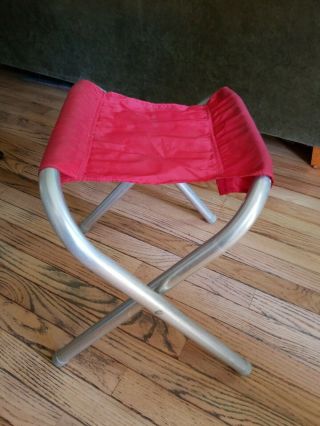 Red - Vintage Aluminum Folding Stool Chair Hunting Fishing Camping Small Stool