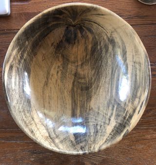 Large Vintage Round Wooden Wood Dough Bowl 14” Diameter Burled Design