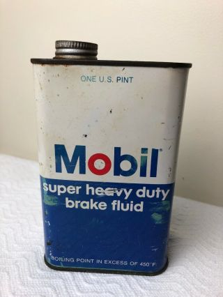Vintage Mobil Heavy Duty Brake Fluid Can 1 Pint Gas/oil Prop Decor Htf