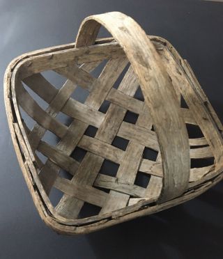 Antique North Carolina Splint Oak Gathering Basket Hand Made