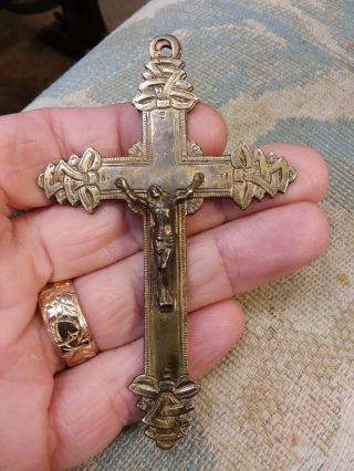 Large Bows Ribbons Antique French Crucifix Pendant 15 Grams