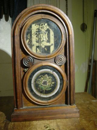 Antique Ingraham Venetian No.  3 Round Top Rosewood Shelf Clock Case & Movement