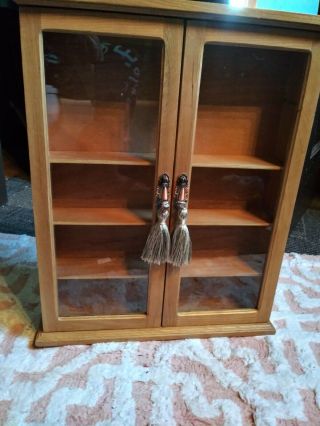 Vintage Wood And Glass Small Curio Display Case.  Wall
