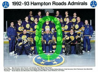 1992 - 93 Hampton Roads Admirals Echl Reprint Hockey Team Photo