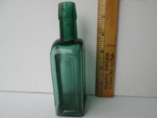 Antique Rich Blue - Green Medicine Bottle Gargling Oil Lockport N.  Y.  Sparkling