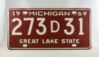 1969 Michigan Dealer License Plate - 273 D 31 -