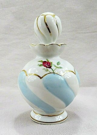 Vintage Irice Perfume Bottle Hand Painted Porcelain Rosebuds Gold Trim Lo