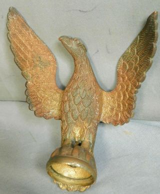 Antique Cast Brass Gilt Bronze American Eagle Statue Flagpole Figural Finial Old