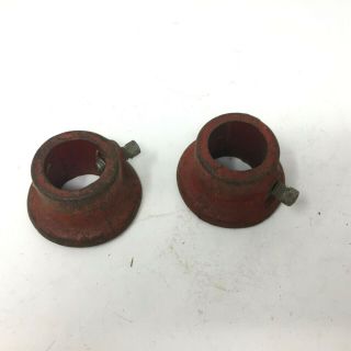 Pair Vintage Red Cast Iron Barbell Weight Collars Standard 1 " Bar