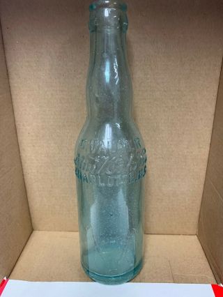 Vintage Cola Co By C.  Valaer Blue Embossed Soda Bottle Charlotte,  Nc