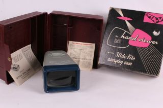 Vintage Opta - Vue 35mm Wide Screen Hand Viewer W/ Slide File Carrying Case