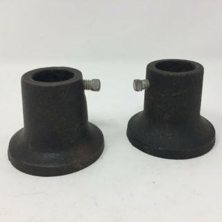 Pair Vintage Black Cast Iron Barbell Weight Collars Standard 1 " Bar