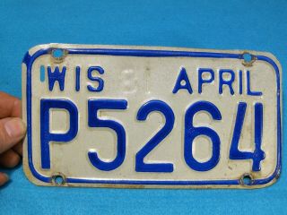 Vintage Wisconsin 1981 Motorcycle License Plate Tag P 5264