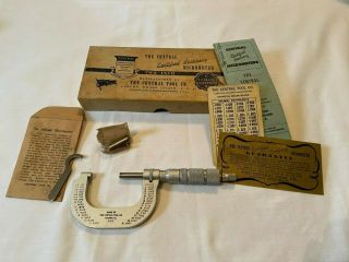 Iob Vintage Central Tool Micrometer 210 Rl 0 " To 2 " W Instructions & More