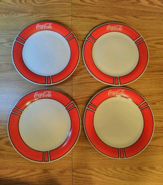 Vintage Coca Cola 10 - 1/2 " Dinner Plates (set Of 4) By Gibson China 1996