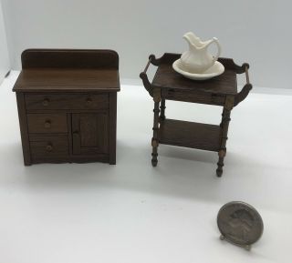 Miniature Dollhouse Furniture Two Commodes Signed By R.  L.  Carlisle