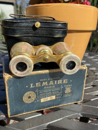 Mother Of Pearl Opera Glasses,  Antique,  Lemaire Bee,  Paris,  France