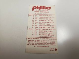 Rs20 Philadelphia Phillies 1981 Mlb Baseball Spring Training Pocket Schedule