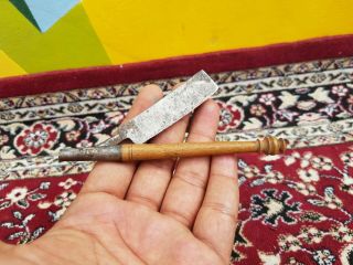 Antique Primitive Handmade Wooden Handle Iron Blade Straight Razor Top