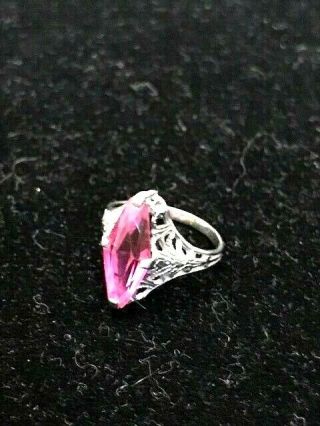 Antique 10k Gold Ring With Large Pink Stone
