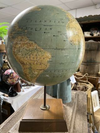 Vintage Rand Mcnally Centennial Twelve Globe On Wooden Base