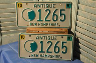 2 Vintage 1991 Hampshire License Plates Old Man Antique Car 1265