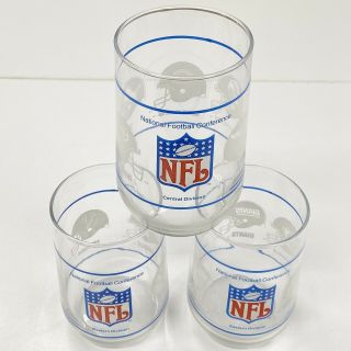 Set Of 3: Vtg 80s Nfl Nfc West Central East Divisions Wine Tumbler Glass Cups
