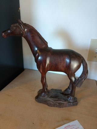 Vintage Ironwood Carved Horse Statue On Base Handcarved 12 " High