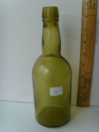 Antique Yellow Olive Medicine Bottle 8¾” “henry K.  Wampole&co” 1870 - 1900 " 60/11