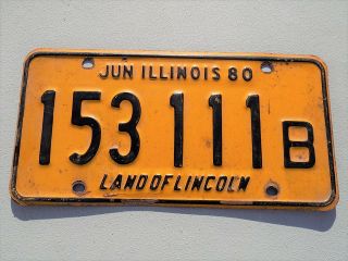 1980 Illinois Il Truck License Plate 153 - 111b Land Of Lincoln Triple 1 