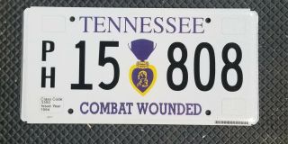 Tennessee " Combat Wounded " License Plate 3,  Yr Old Plate.