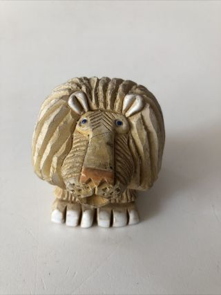 Vintage Artesania Rinconada Lion Hand Carved Clay Figurine Retired Uruguay 2
