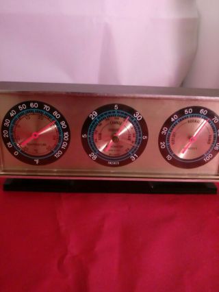 Vintage Plastic Springfield Instrument Co Desk Barometer Thermometer Hygrometer