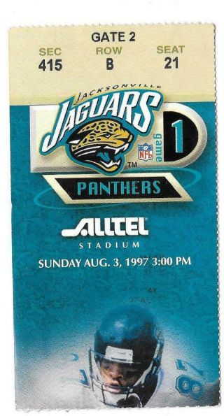 1997 Jacksonville Jaguars Vs Carolina Panthers - Ticket Stub - Keenan Mccardell
