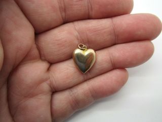 Antique Victorian 10k Rose Gold Puffy Heart Charm Or Pendant For Bracelet Or